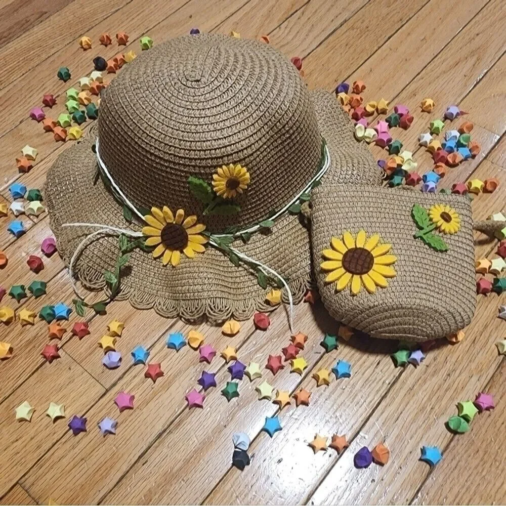 Toddler Girls Sunflower Sun Hat and Hand Bag Set